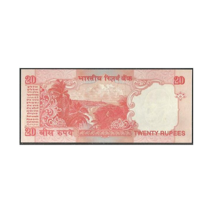 India 20 Rupias ND2002 A Firma 88 P89Ab reverso