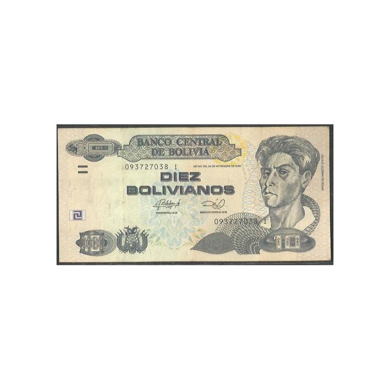 Bolivia, 10 Bolivianos L 28 Nov 1986 ND2011 Serie I P238A