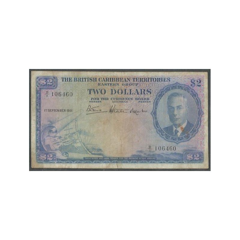Estados del Caribe Oriental, 2 Dollars 1 Sep 1951 P2