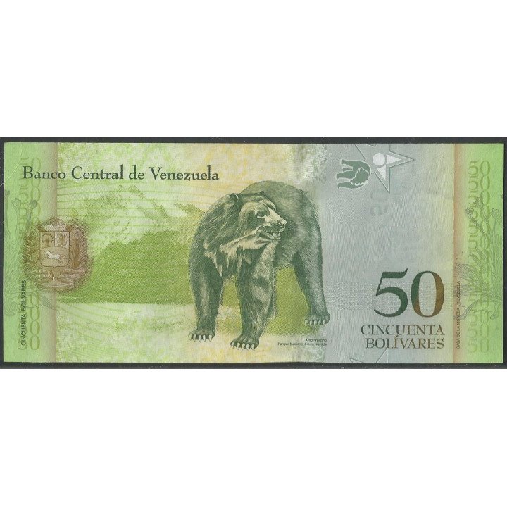Venezuela 50 Bolivares 20 Mar 2007 A 8 Dig P92a reverso