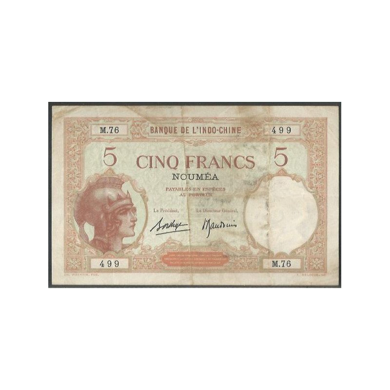 Nueva Caledonia, 5 Francs ND1926 P36b