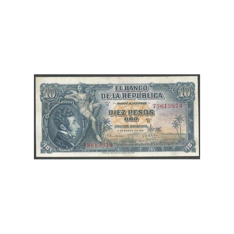 Billete de 10 Pesos 2 ene 1961 BGW176