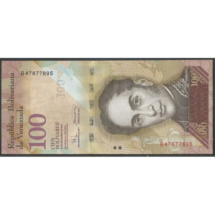 Venezuela 100 Bolivares 19 Dic 2008 B 8 Dig P93b