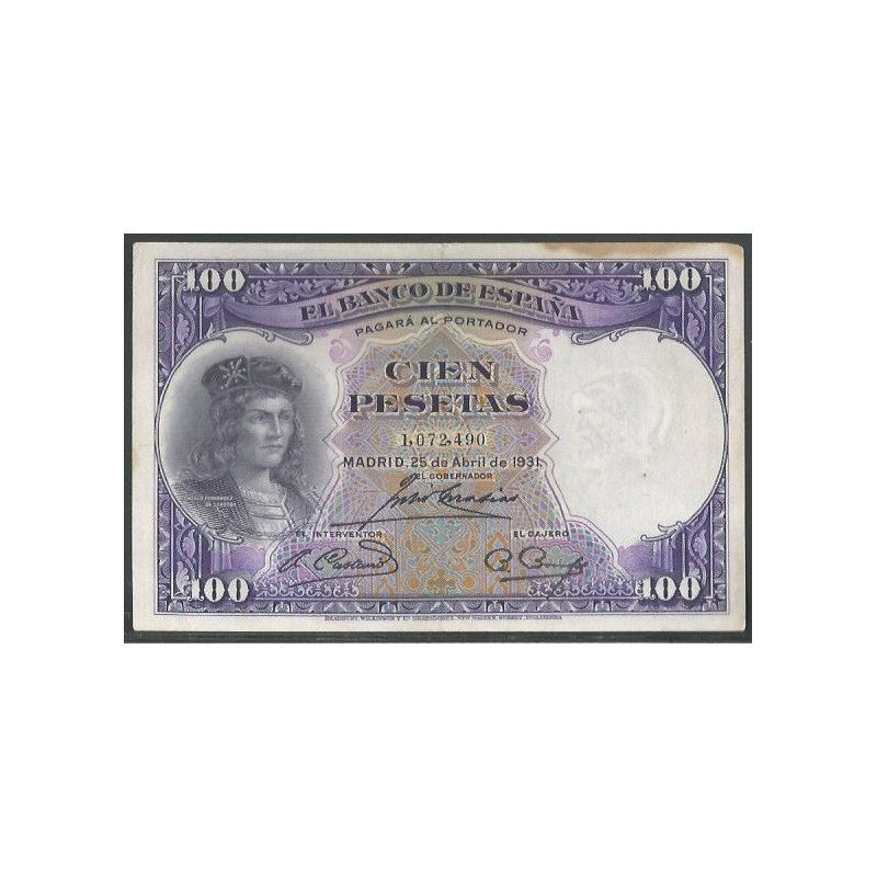 España, 100 Pesetas 25 Abr 1931 P83