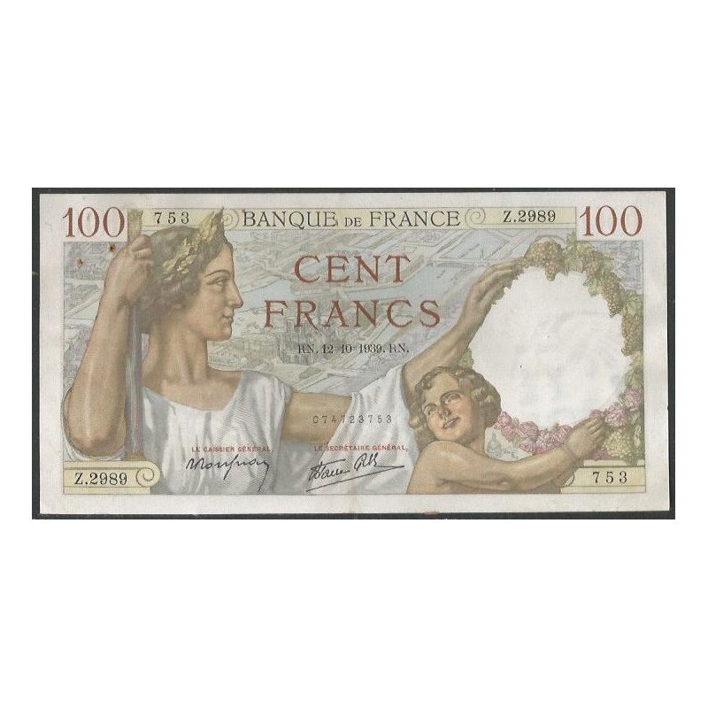 Francia, 100 Francs 12 Oct 1939 P94