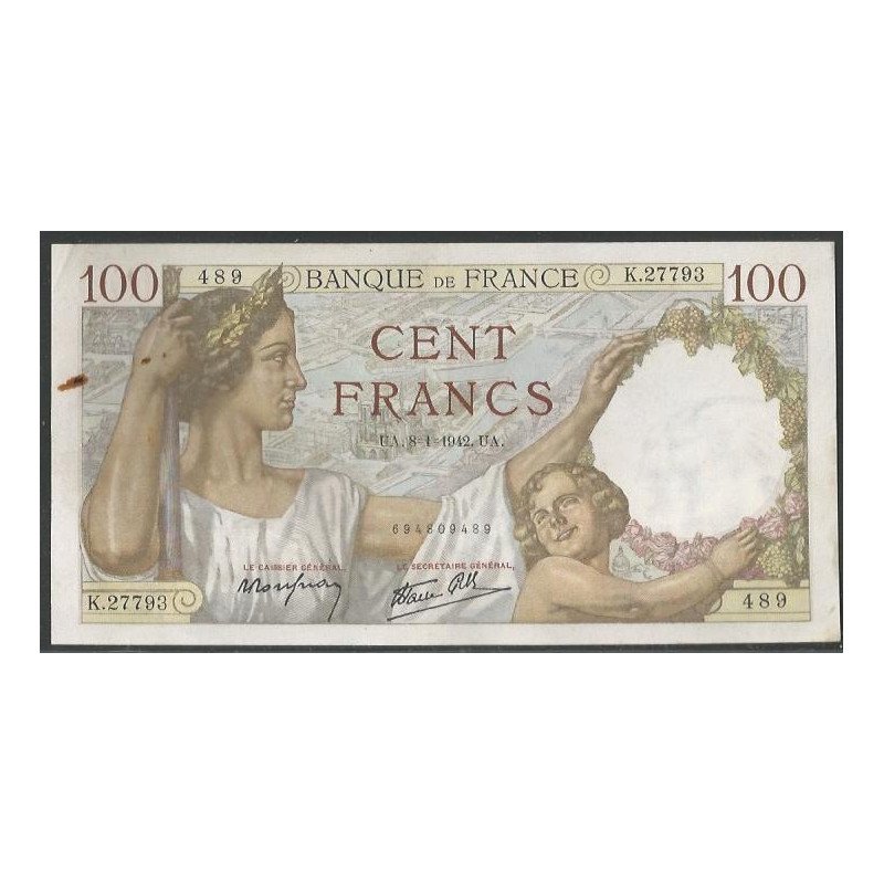 Francia, 100 Francs 8 Ene 1942 P94