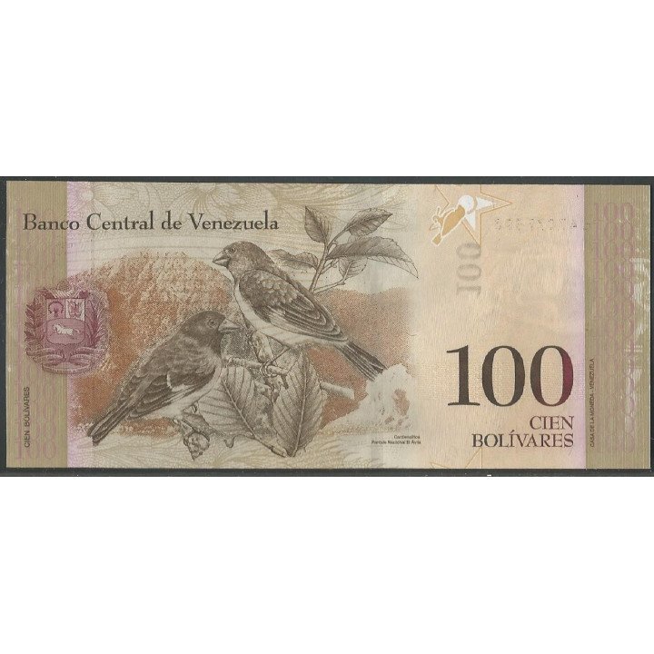 Venezuela 100 Bolivares 19 Dic 2008 B 8 Dig P93b reverso