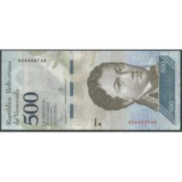 Venezuela 500 Bolivares 18 Ago 20162 A 8 Dig P94a