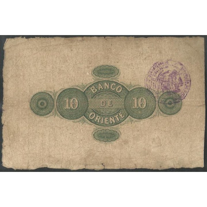 Banco de Oriente 10 Pesos 14 Feb 1888 Ps699 reverso