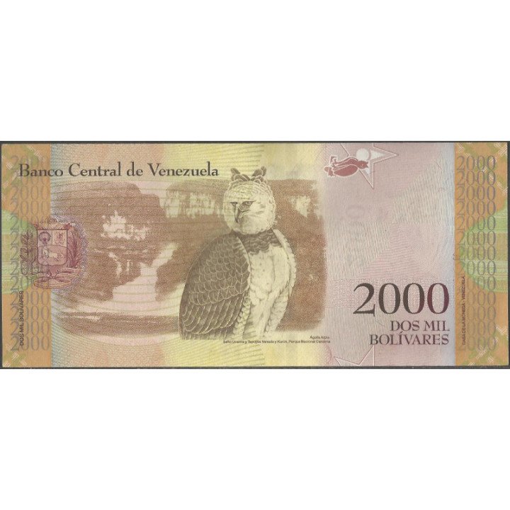 Venezuela 2.000 Bolivares 18 Ago 2016 A 8 Dig P96a reverso