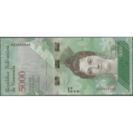 Venezuela 5.000 Bolivares 18 Ago 2016 A 8 Dig P97a