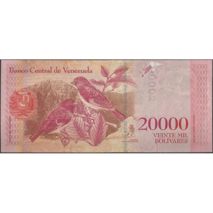 Venezuela 20.000 Bolivares 18 Ago 2016 A 8 Dig P99a reverso
