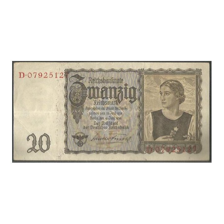 Alemania 3° Reich 20 Reichsmark 16 Jun 1939 P185