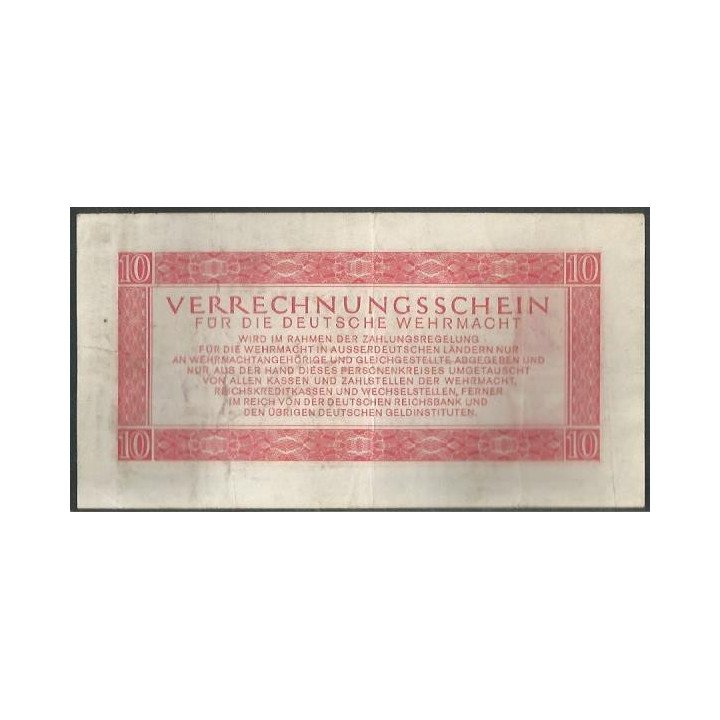Alemania 3° Reich 10 Reichsmark 15 Sep 1944 PM40 reverso