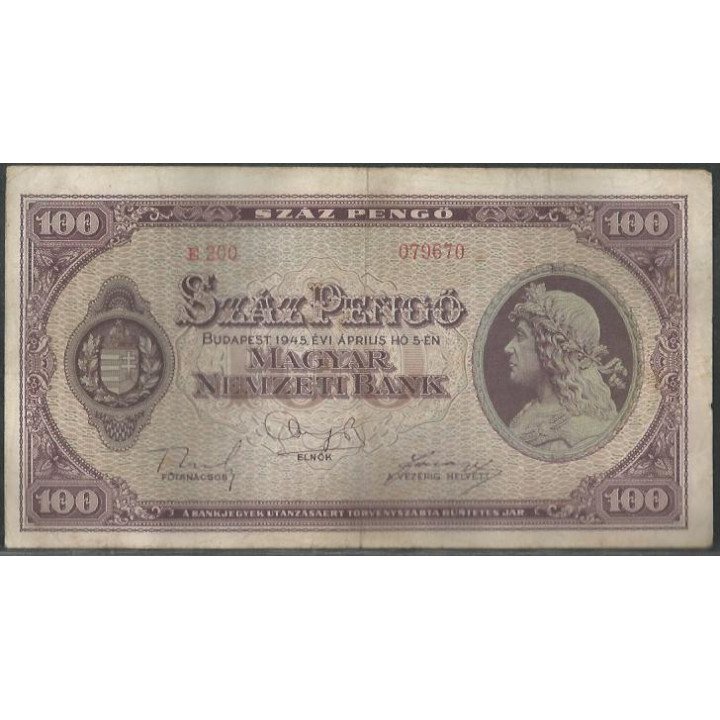 Hungria 100 Pengo 5 Abr 1945 P111b