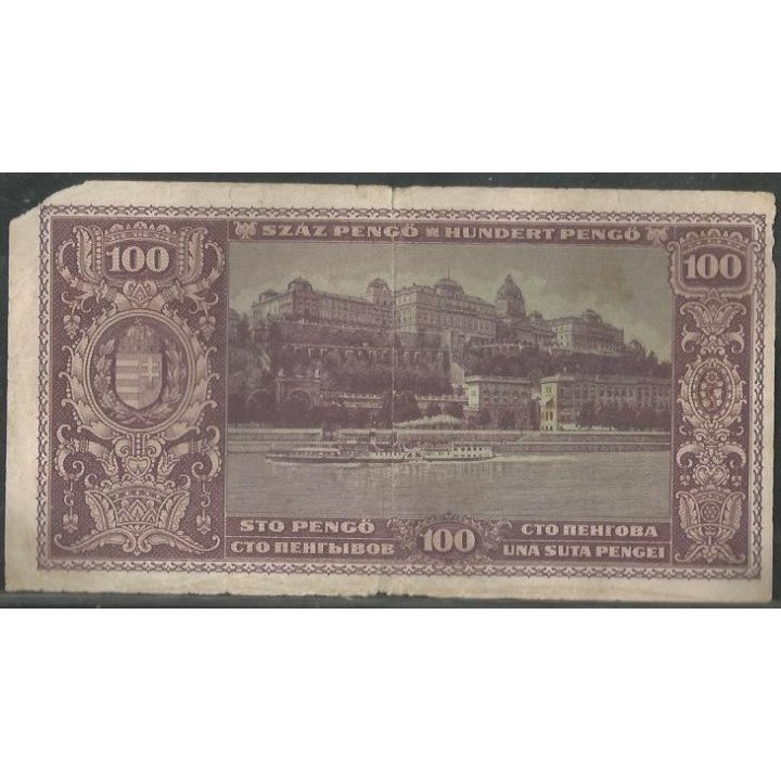 Hungria 100 Pengo 5 Abr 1945 P111b reverso
