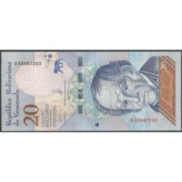 Venezuela 20 Bolivares 15 Ene 2018 B 8 Dig P104