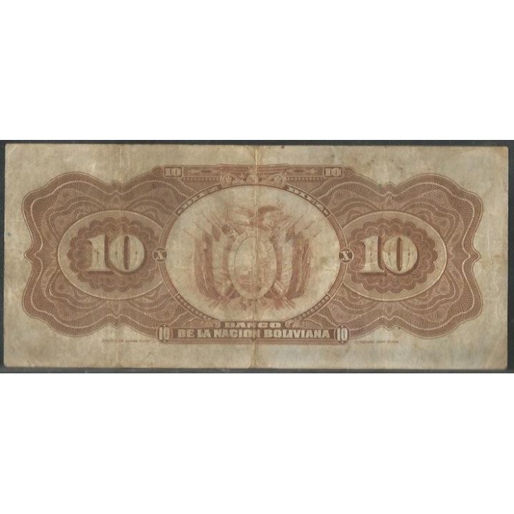 Bolivia 10 Bolivianos ND1929 Serie A P114a reverso