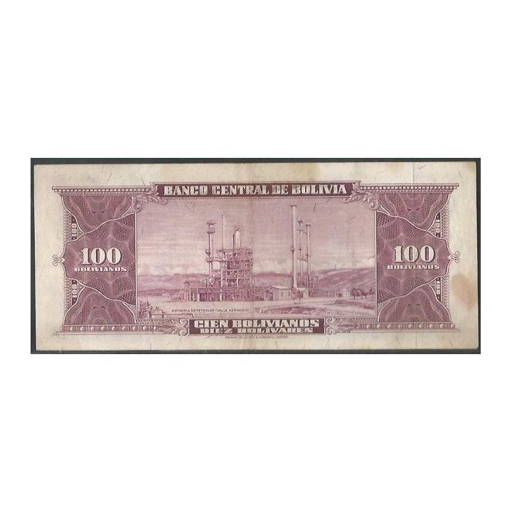 Bolivia 100 Bolivianos L 20 Dic 1945 Serie H1 P147 reverso