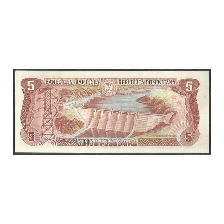 Rep. Dominicana 5 Pesos 1997 P152b reverso