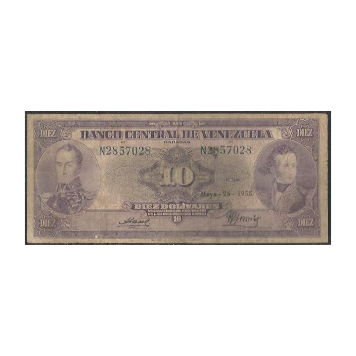 Venezuela 10 Bolivares 26 May 1955 N 7 Dig P31c