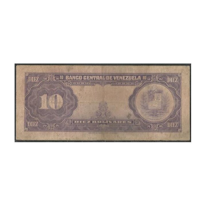 Venezuela 10 Bolivares 26 May 1955 N 7 Dig P31c reverso