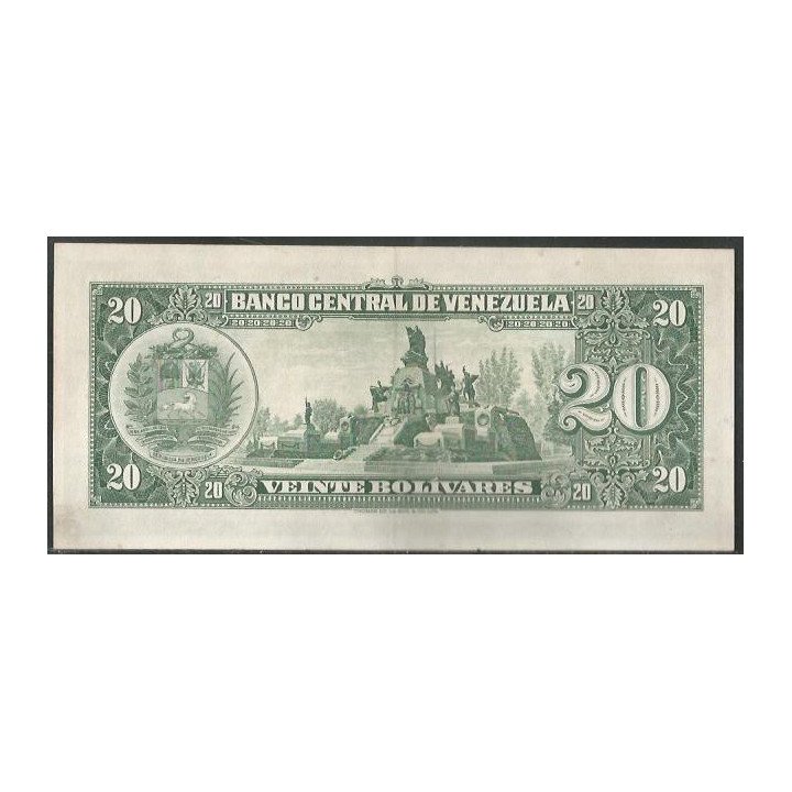 Venezuela 20 Bolivares 6 Jun 1961 X 7 Dig P43b reverso
