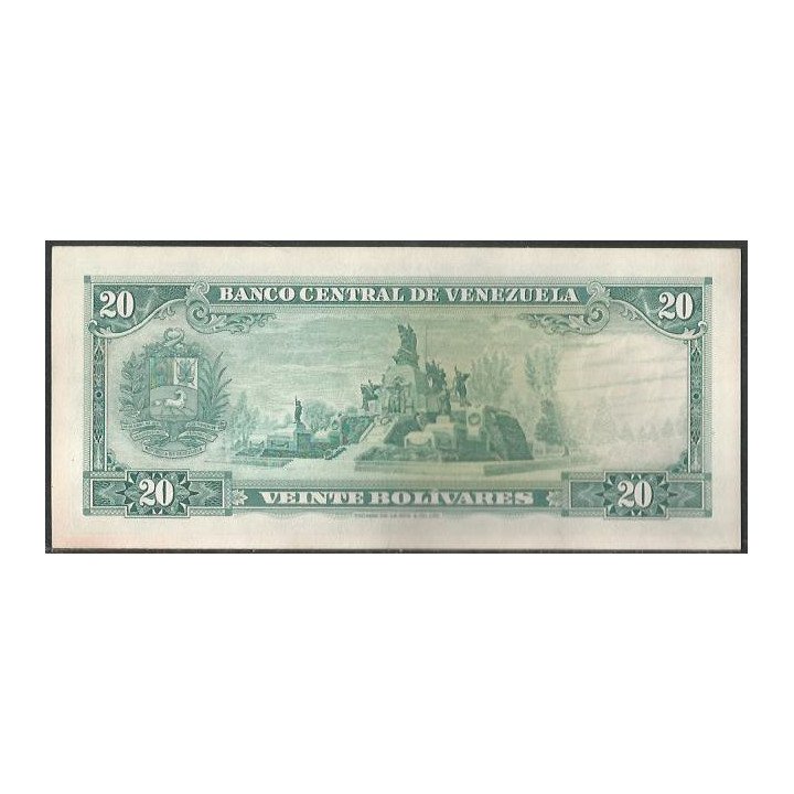 Venezuela 20 Bolivares 8 Ago 1967 J 7 Dig P46a reverso