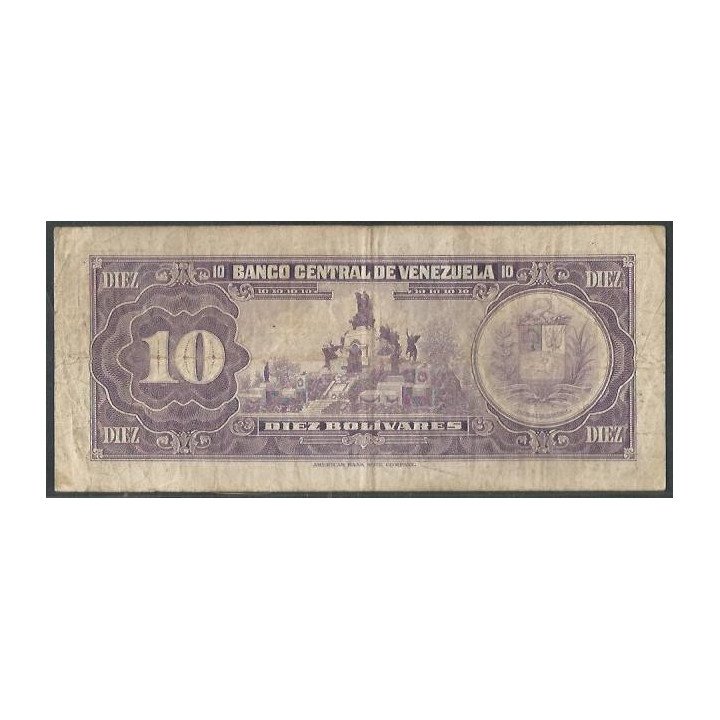 Venezuela 10 Bolivares 27 Ene 1976 K 8 Dig P51e reverso