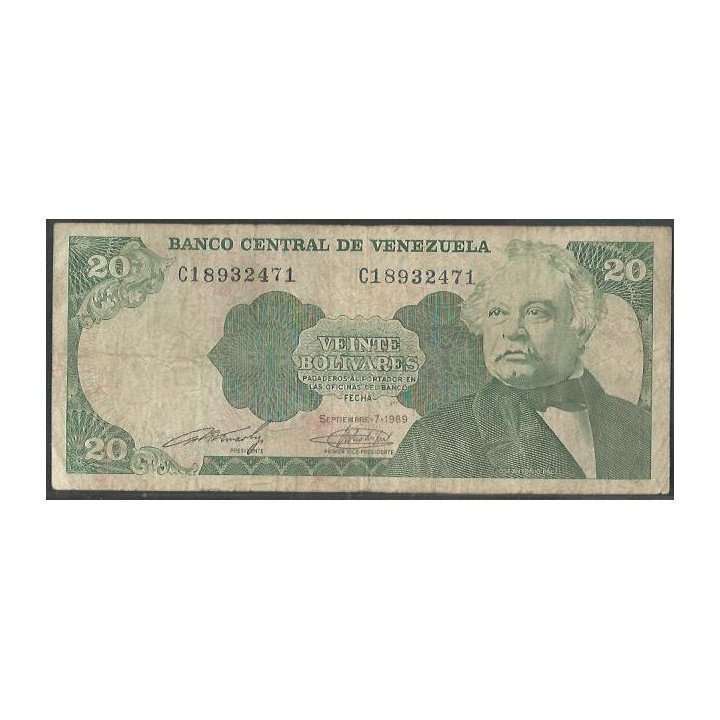 Venezuela 20 Bolivares 7 Sep 1989 C 8 Dig P63b