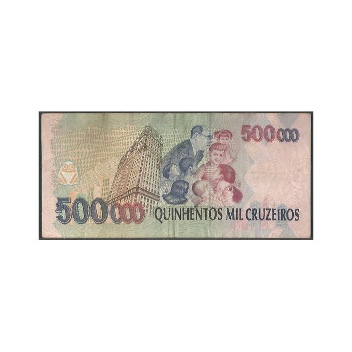 Brasil 500 Cruzeiros Reais ND1993 Firma 32 P239a reverso