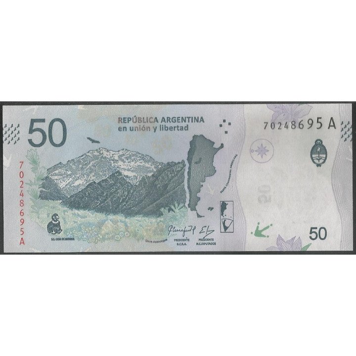 Argentina 50 Pesos ND2018 Serie L P363 reverso
