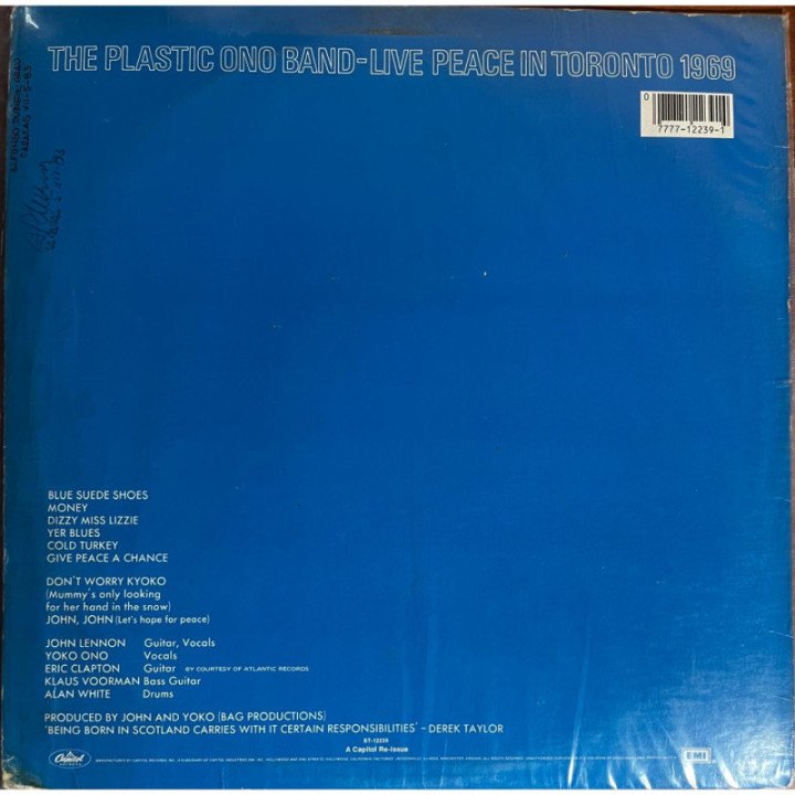 The Plastic Ono Band - Live Peace In Toronto reverso