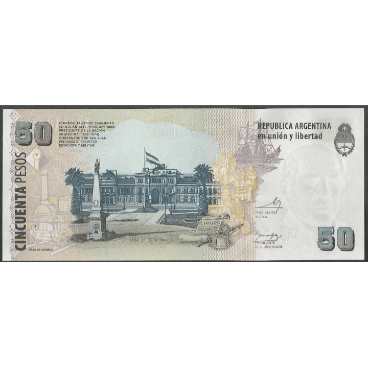 Argentina 50 Pesos ND2003-13 Serie H P356 reverso