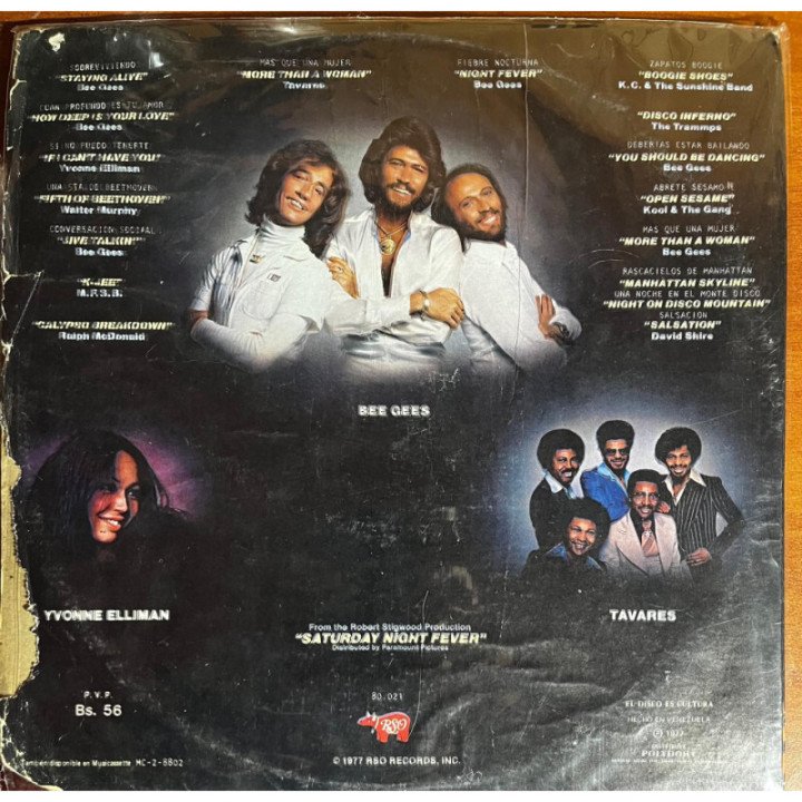 Bee Gees- Saturday Night Fever The Original Soundtrack (x2 Vinilos) reverso