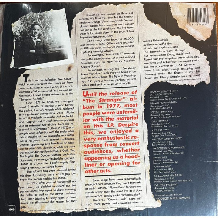 Billy Joel - Songs In The Attic reverso