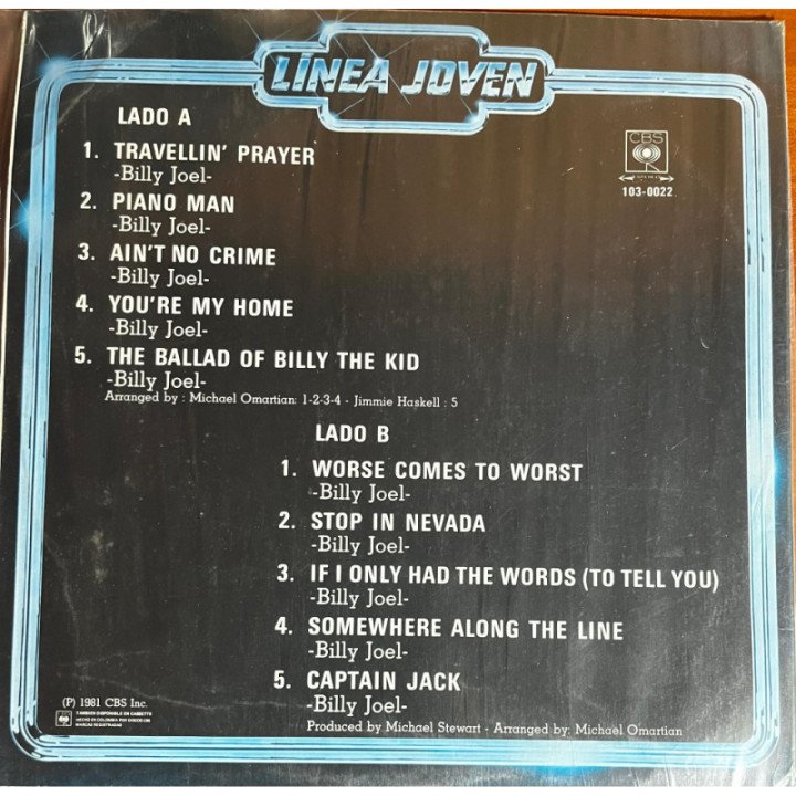 Billy Joel - Linea Joven reverso