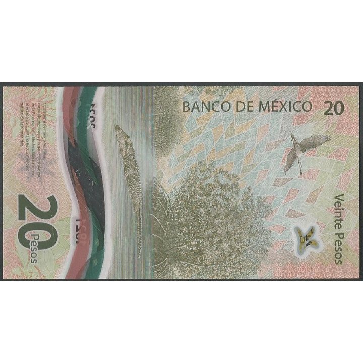 Mexico 20 Pesos 5 Oct 2021 Serie BC P132 reverso