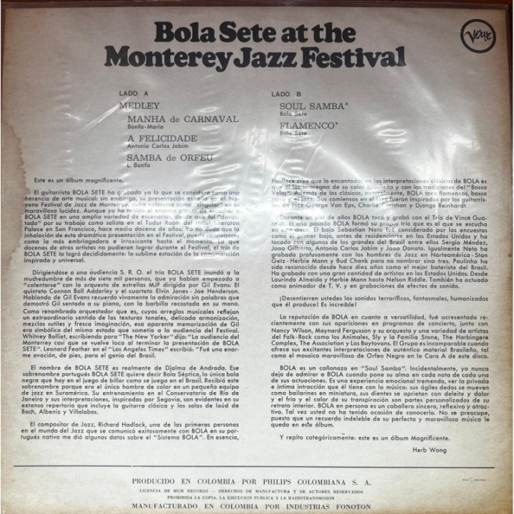 Bola Sete - At they Monterrey Jazz Festival reverso