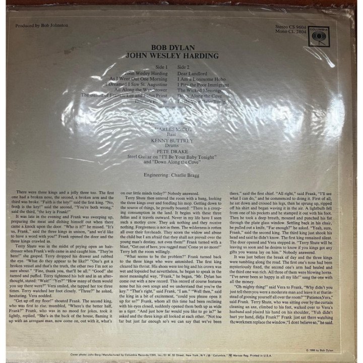 Bob Dylan - John Wesley Harding reverso