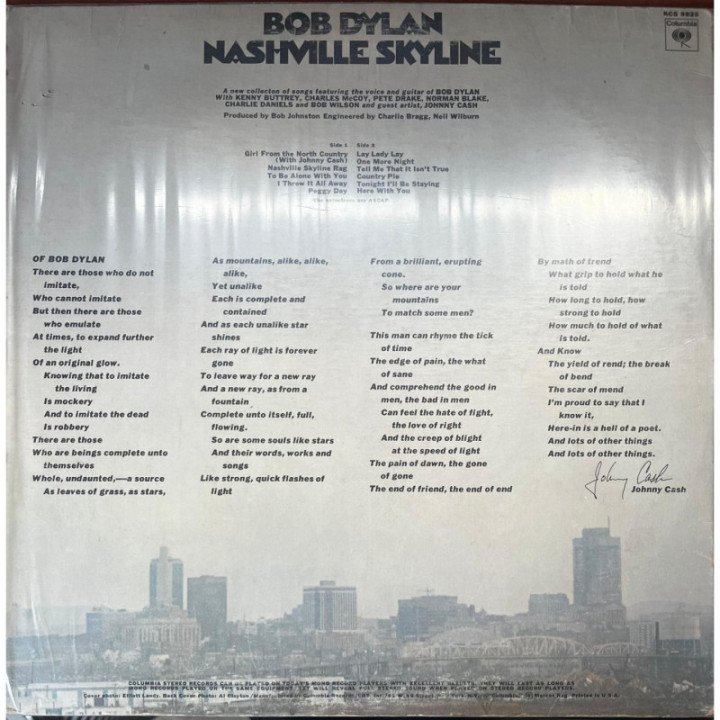 Bob Dylan - Nashvile Skyline reverso