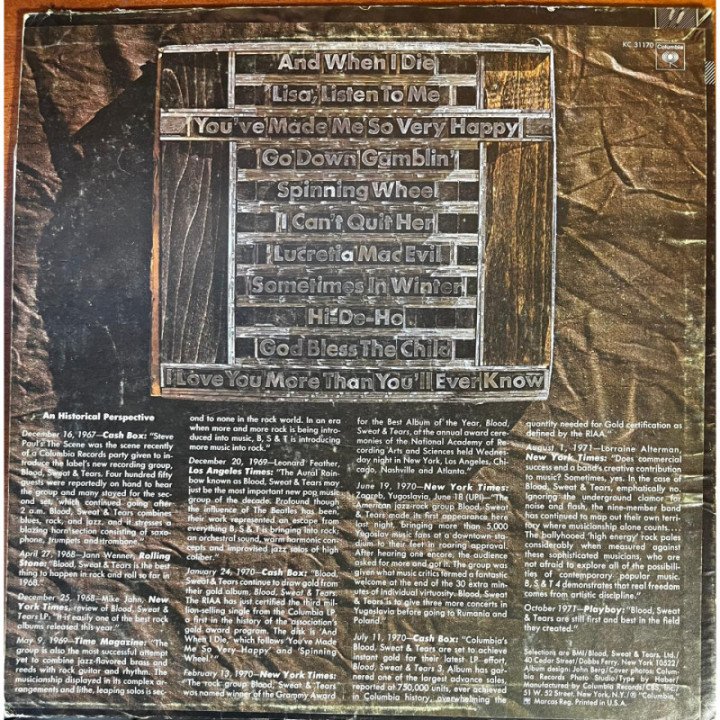 Blood Sweat & Tears - Greatest Hits reverso