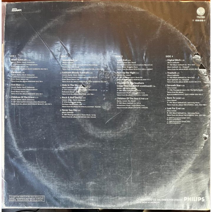 Black Sabbath - Blackest Sabbath (x2 Vinilos) reverso