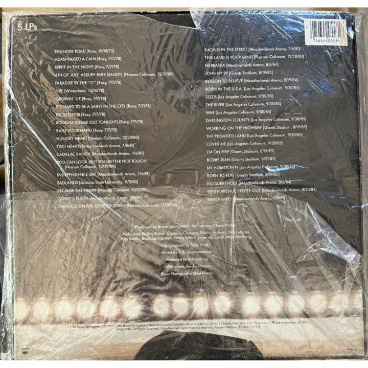 Bruce Springsteen & The Street Band Live 1975 -85 Boxset (x5 Vinilos) reverso