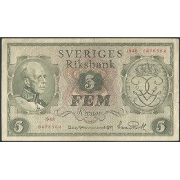 Suecia 5 Kronor 1948 P41a