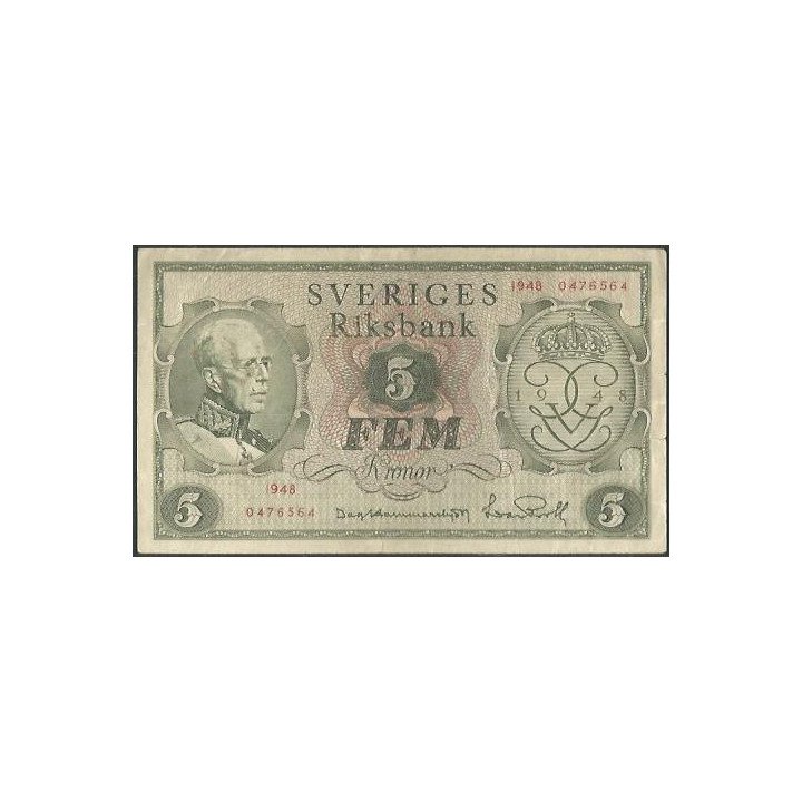 Suecia 5 Kronor 1948 P41a