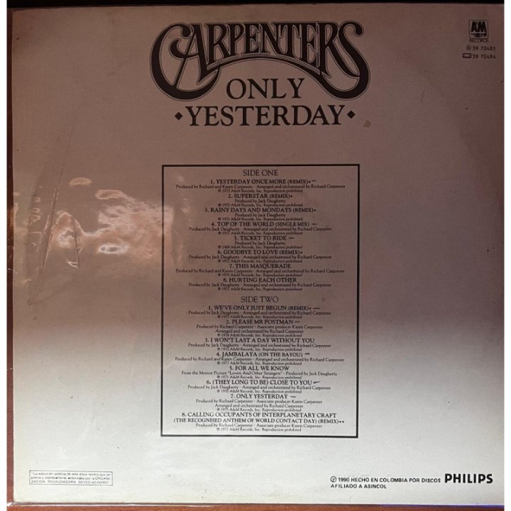 Carpenters - Only Yesterday reverso
