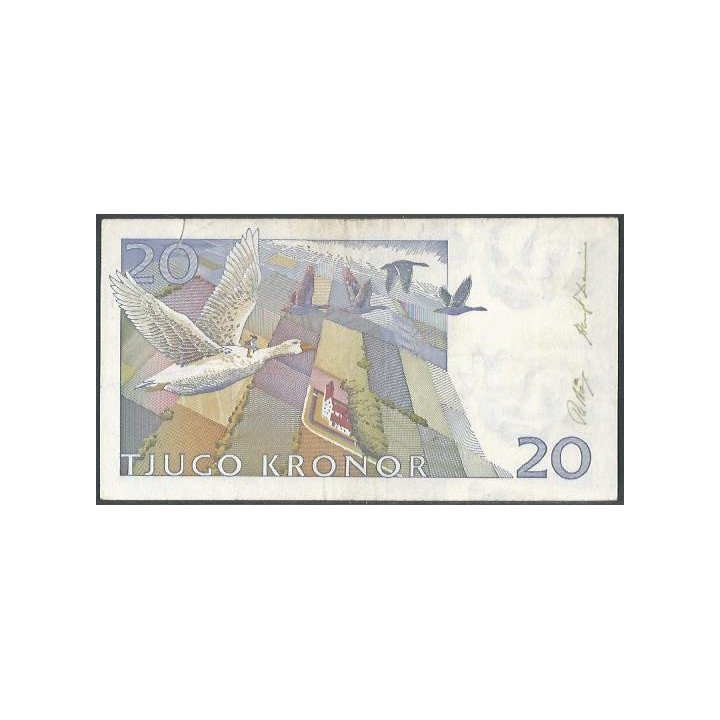 Suecia 20 Kronor 1991 P61a reverso