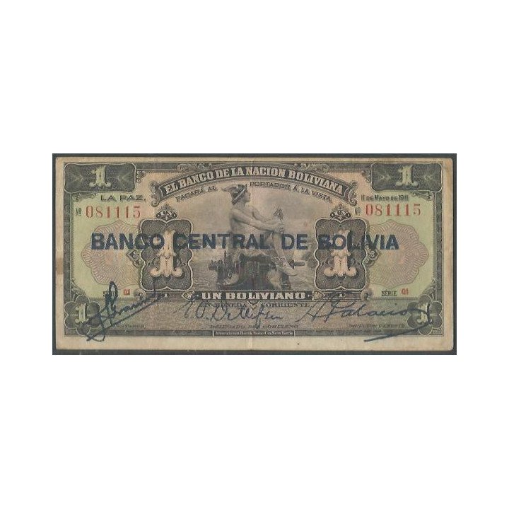 Bolivia 1 Boliviano ND1929 Serie Q1 P112