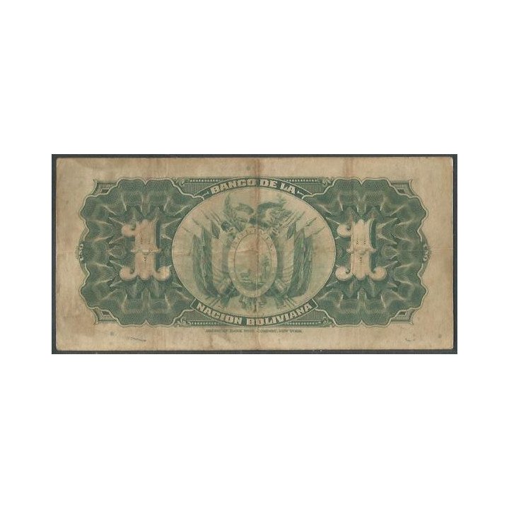 Bolivia 1 Boliviano ND1929 Serie Q1 P112 reverso